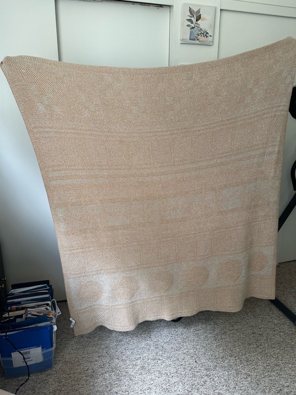 Urban Outfitters Blue, Orange & White Patterned Knit Throw Blanket - Picture 2 of 4